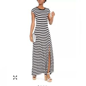 Michael Kors Free-Flowing Black and White Striped Maxi Dress